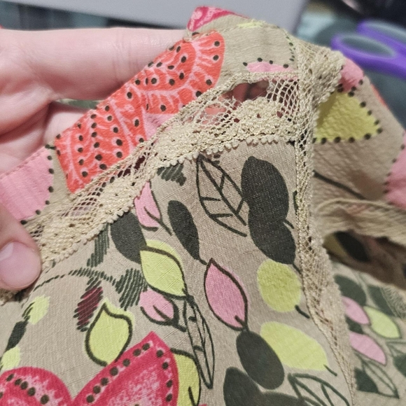 Y2K pink floral chiffon sweetheart neckline blouse - Picture 4 of 7